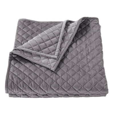 HiEnd Accents Diamond Full/Queen Velvet Quilt, Gray, large