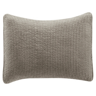 HiEnd Accents Stonewashed Quilted Pillow Sham, Taupe, rollover