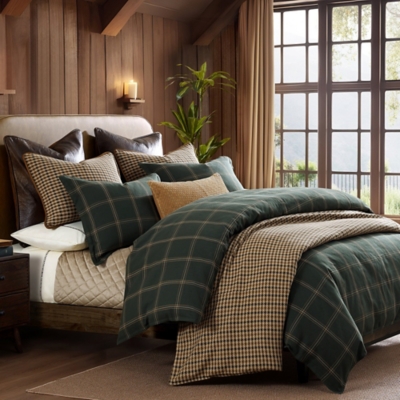 HiEnd Accents Windowpane 3-Piece Full Comforter Set, Hunter Green, rollover