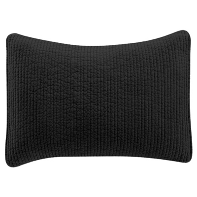 HiEnd Accents Stonewashed Quilted Pillow Sham, Black, large