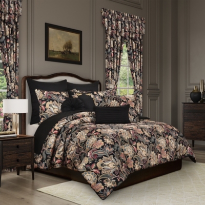 Royal Court Calabria 3 Piece Full/Queen Comforter Set, Black, large