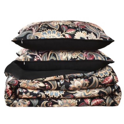 Royal Court Calabria 3 Piece Full/Queen Comforter Set, Black, rollover