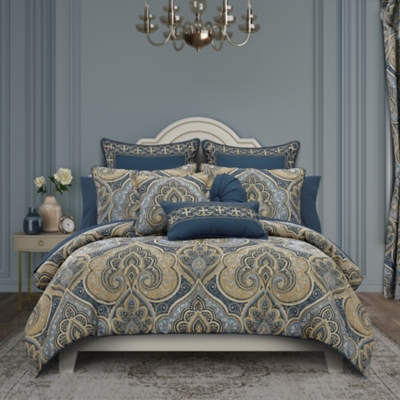 Royal Court Messina 3 Piece King/California King Comforter Set, Navy, large
