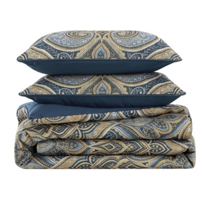 Royal Court Messina 3 Piece King/California King Comforter Set, Navy, rollover