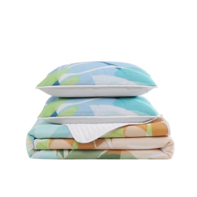 J. Queen Bold Tiki 3 Piece Full/Queen Quilt Set, Green, rollover