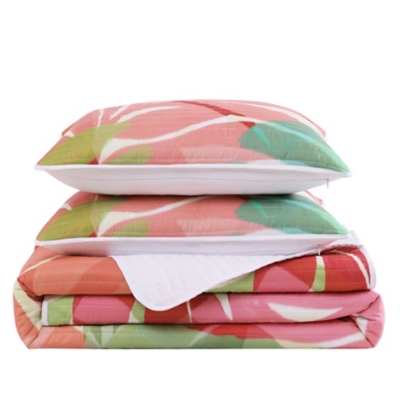 J. Queen Bold Tiki 2 Piece Twin/Twin Xl Quilt Set, Fuchsia, rollover