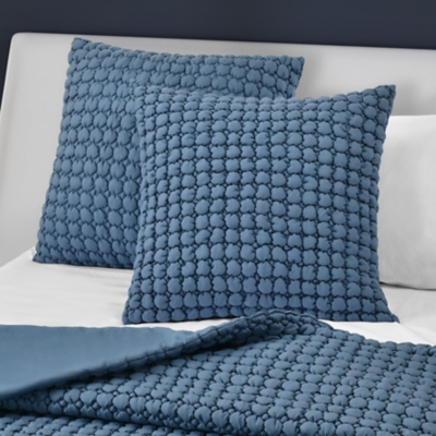 J. Queen Bold Cloud Puff Euro Quilted Sham, Blue, rollover