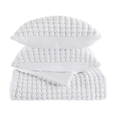 J. Queen Bold Cloud Puff 3 Piece Full/Queen Quilt Set, White, rollover