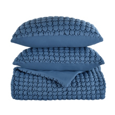 J. Queen Bold Cloud Puff 3 Piece King/California King Quilt Set, Blue, rollover