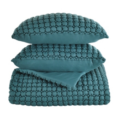 J. Queen Bold Cloud Puff 2 Piece Twin/Twin Xl Quilt Set, Teal, rollover