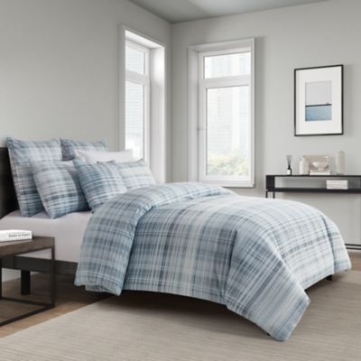 J. Queen Modern Pascal 3 Piece Full/Queen Duvet Cover Set, Blue, rollover