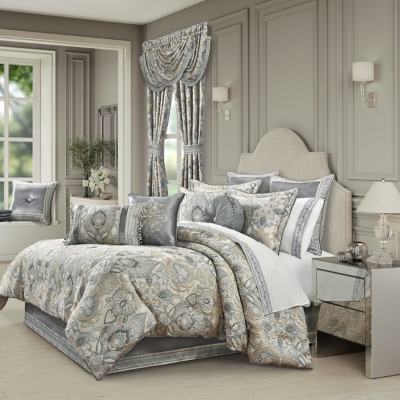 J. Queen New York Annabelle 4 Piece California King Comforter Set, Green, rollover