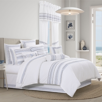 J. Queen New York Bayside 4 Piece California King Comforter Set, Blue, rollover