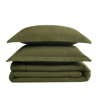 Brooklyn Loom 3-Piece Full/Queen Comforter Set, Olive Green, large