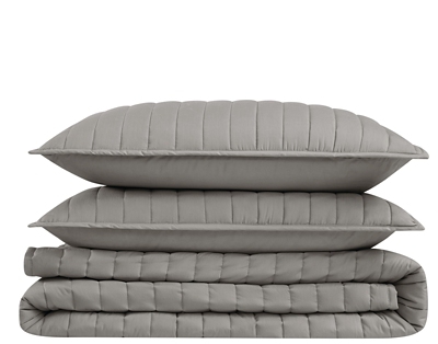 Brooklyn Loom 3-Piece King Quilt Set, Gray, rollover