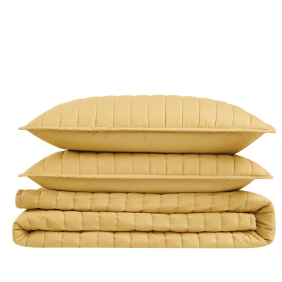 Brooklyn Loom 3-Piece Full/Queen Quilt Set, Mustard Yellow, large