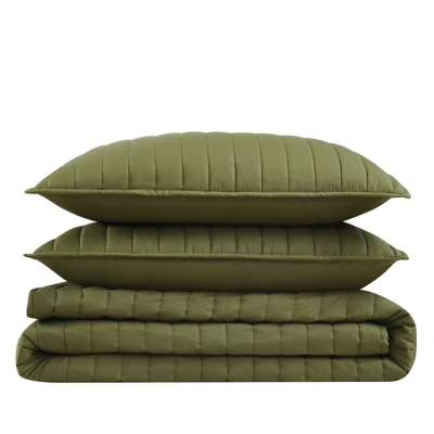 Brooklyn Loom 2-Piece Twin Quilt Set, Olive Green, large