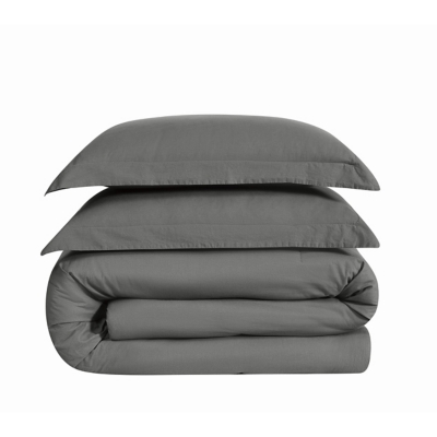 Brooklyn Loom Essential 3-Piece Full/Queen Comforter Set, Gray, rollover
