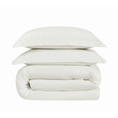 Brooklyn Loom Essential 3-Piece Full/Queen Comforter Set, White, large