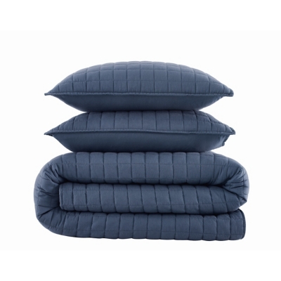 Brooklyn Loom Essential 2-Piece Twin Quilt Set, Blue, rollover