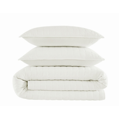 Brooklyn Loom Essential 3-Piece Full/Queen Quilt Set, White, large