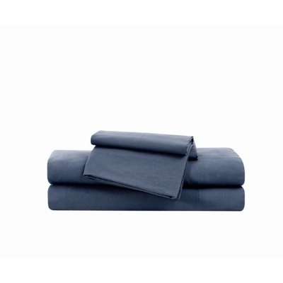Brooklyn Loom Essential 3-Piece Full Sheet Set, Blue, large