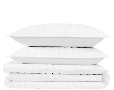 Brooklyn Loom Percale 3-Piece Full/Queen Quilt Set, White, large