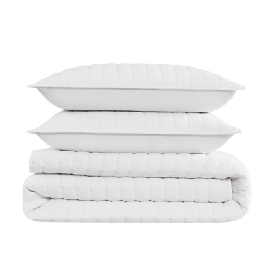 Brooklyn Loom Solid 3-Piece King Quilt Set, White, large
