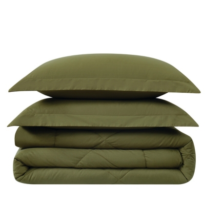 Cannon 200 Thread 3-Piece King Comforter Set, Olive Green, large