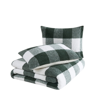 Cannon Cozy Buffalo Check 2-Piece Twin XL Comforter Set, Green, large