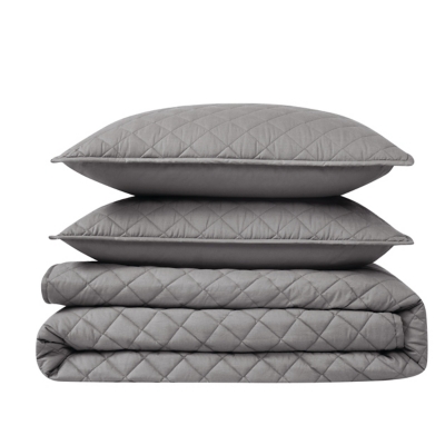 Cannon Percale 3-Piece King Quilt Set, Gray, large