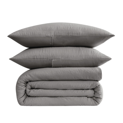 Truly Soft Crinkle 3-Piece King Comforter Set, Gray, large
