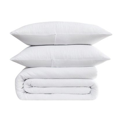 Truly Soft Crinkle 3-Piece Full/Queen Comforter Set, White, large