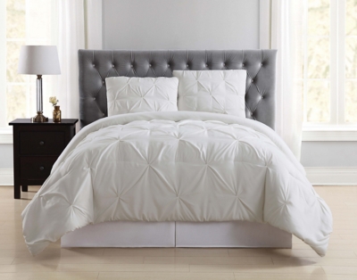 Truly Soft Pleated 3-Piece Full/Queen Comforter Set, Ivory, rollover