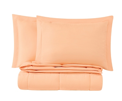 Truly Soft Reversible 3-Piece King Comforter Set, Peach, rollover