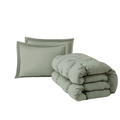 Truly Soft Cloud Puffer 3-Piece Full/Queen Comforter Set, Green, large