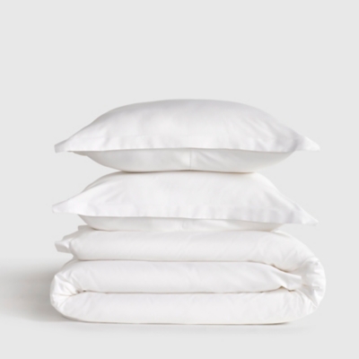 J. Queen New York Premier Sateen 3 Piece Full/Queen Duvet Cover Set, Crisp White, rollover