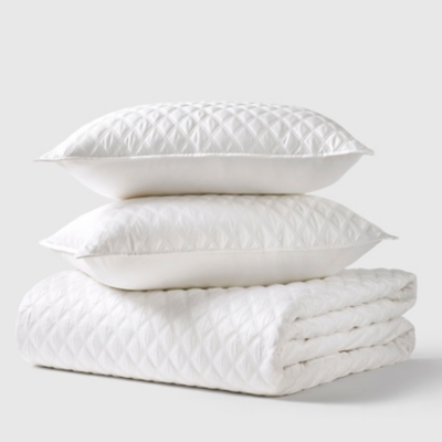 J. Queen New York Premier Sateen 3 Piece Full/Queen Quilt Set, Crisp White, rollover