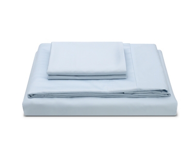 MOLECULE Percale Performance 4-Piece Queen Sheet Set, Powder Blue, rollover
