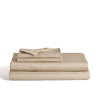 J. Queen New York Premier Sateen 4-Piece Queen Sheet Set, Pale Gold, rollover