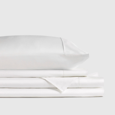 J. Queen New York Premier Sateen 4-Piece Queen Sheet Set, Crisp White, rollover