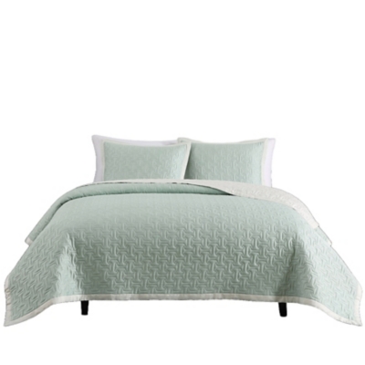 Bebejan&reg; 3 Piece Queen Quilted Coverlet Set, Sage/Ivory, large