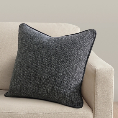 Ashley Luxe HiEnd Accents Amelia Charcoal Gray Twill Euro Sham, 27" x 27", 1PC, , large