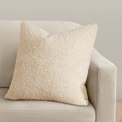 Ashley Luxe HiEnd Accents Teddy Euro Pillow, 27" x 27", Cream, 1PC, , rollover