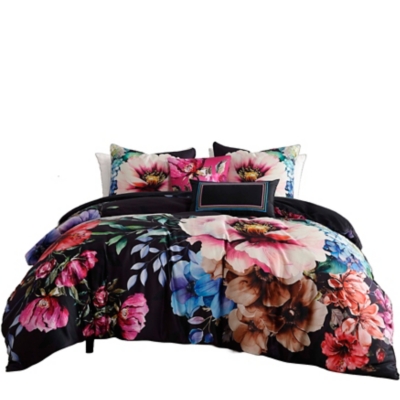 Bebejan&reg; Black Night Poppies 5-Piece Queen Comforter Set, Black, large