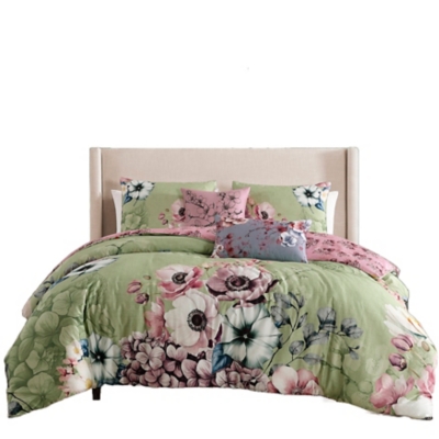 Bebejan&reg; Lilac Cascade 5-Piece King Comforter Set, Green, large