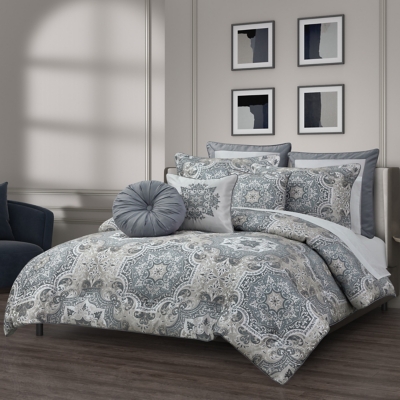 Royal Court Lisbon 3-Piece Full/Queen Comforter Set, Slate, large