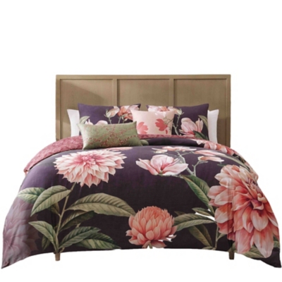 Bebejan Blush 5-Piece Queen Reversible Comforter Set, Purple, rollover