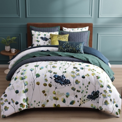 Bebejan Vines 8 Piece Queen Comforter Set, Blue, large