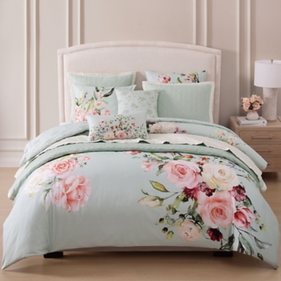 Bebejan Rose 8 Piece Queen Comforter Set, Green, large